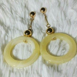 Melody Jewelry - Melody Marble Bead Ring Drop Dangle Earrings Melody Jewelry - Melody Marble Bead Ring Drop Dangle Earrings